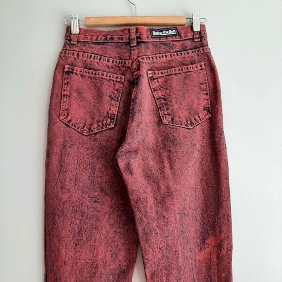 BELOW THE BELT Overdyed Acid Wash Jeans High Waisted Vintage Sz 10 - Picture 6 of 9